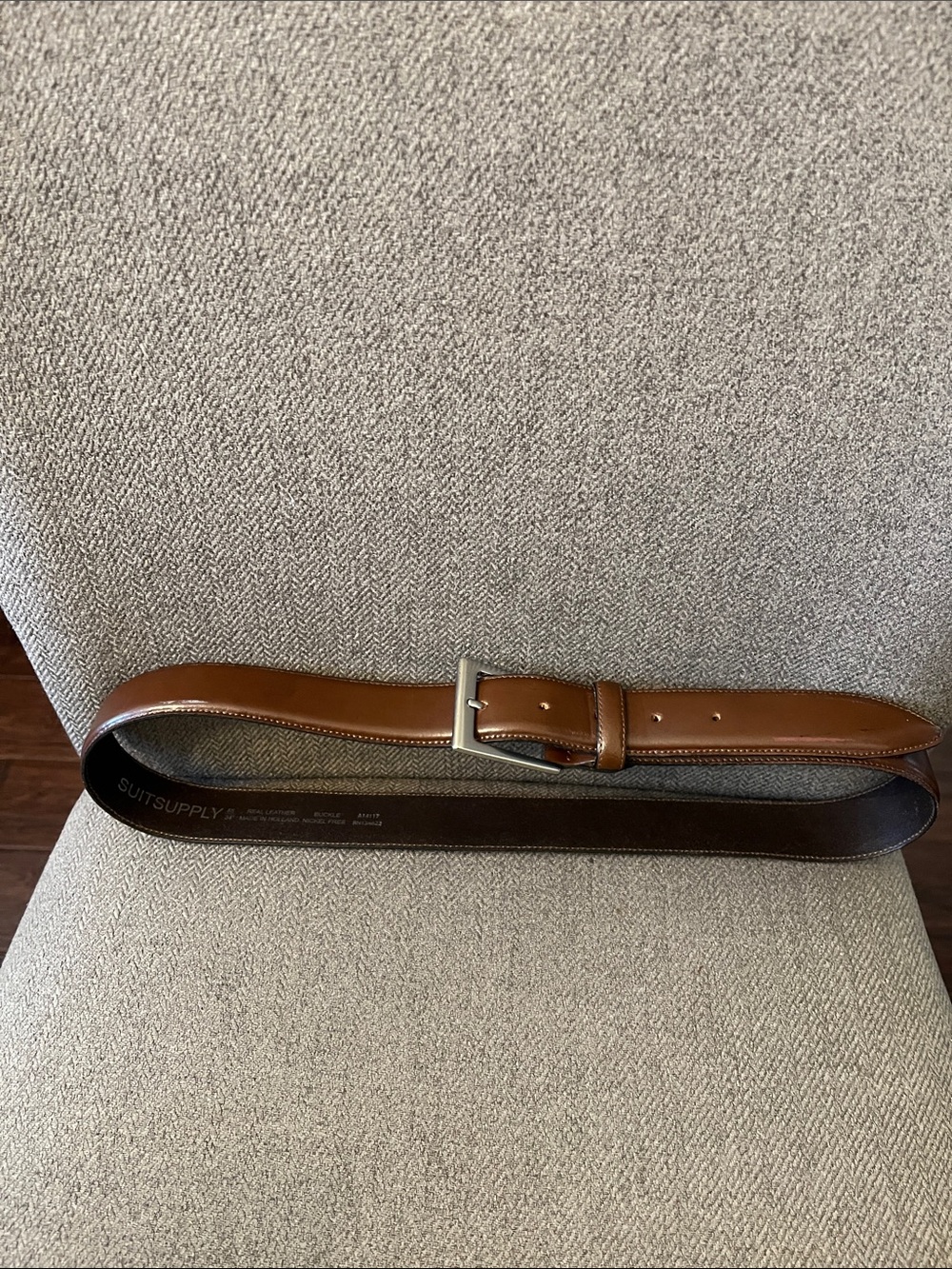 Suitsupply Brown Leather Belt with Silver Buckle